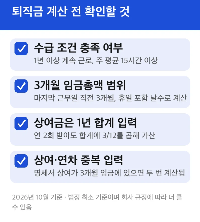 퇴직금 계산 전 확인할 것